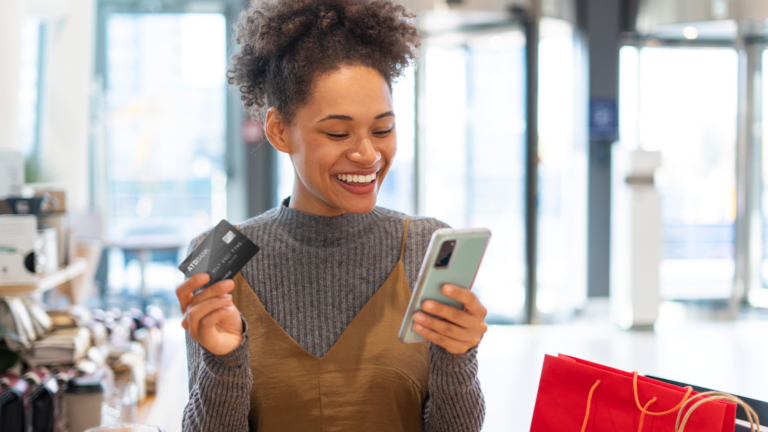 Woman shopping with credit card