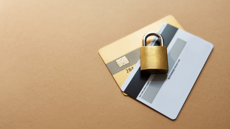 Padlock on two credit cards